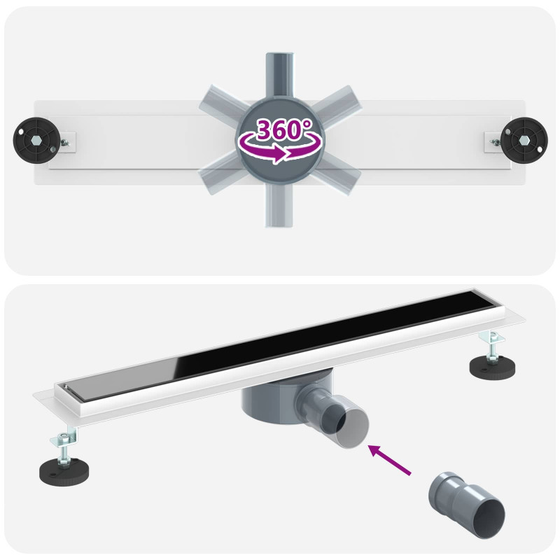 Odpływ prysznicowy z szklaną pokrywą i syfonem 360° 60 cm