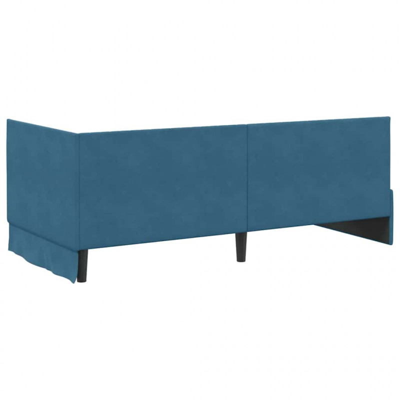 Rama łóżka narożnego Niebieski 90 cm x 200 cm Aksamit