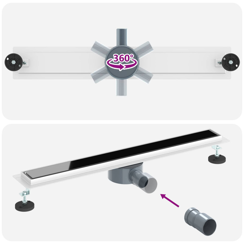 Odpływ prysznicowy z szklaną pokrywą i syfonem 360° 70 cm