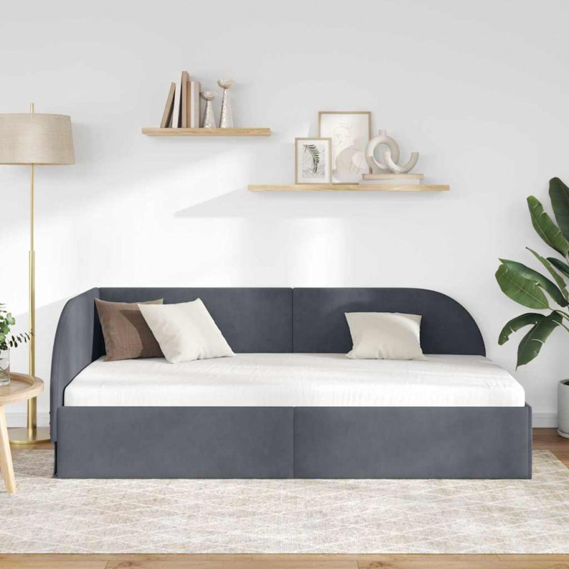Rama łóżka narożnego Ciemnoszary 80 cm x 200 cm Aksamit