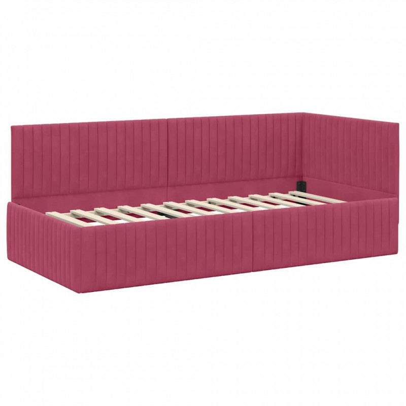 Rama łóżka narożnego Czerwone wino 90 cm x 200 cm Aksamit