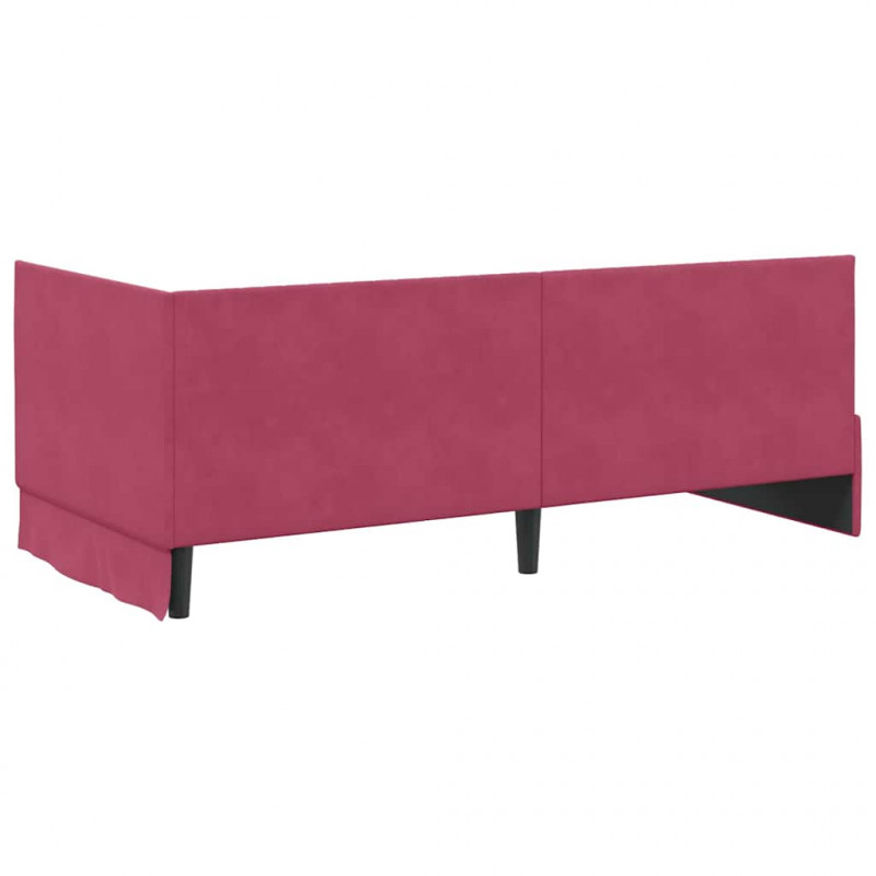 Rama łóżka narożnego Czerwone wino 90 cm x 200 cm Aksamit