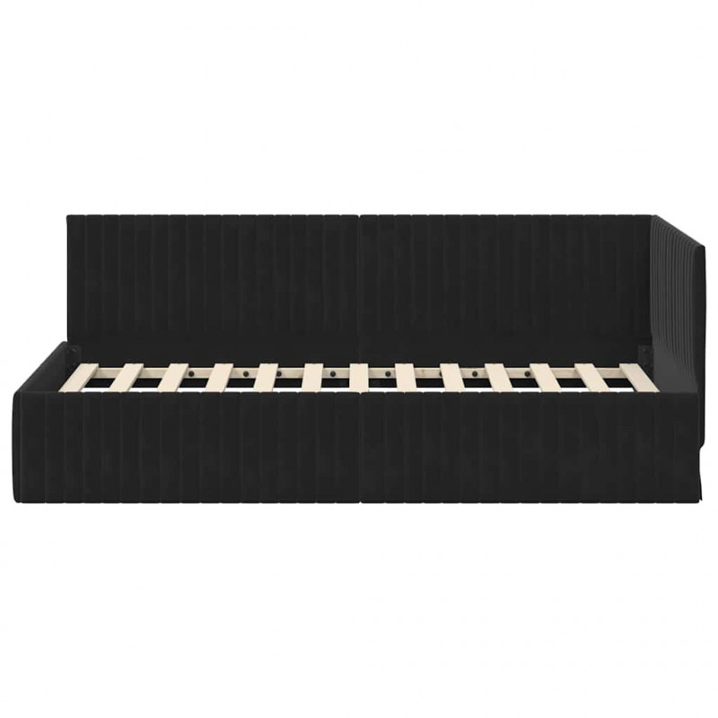 Rama łóżka narożnego Z zagłówkiem Czarny 90 cm x 200 cm Aksamit