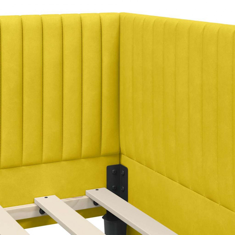 Rama łóżka narożnego Z zagłówkiem Żółty 90 cm x 200 cm Aksamit