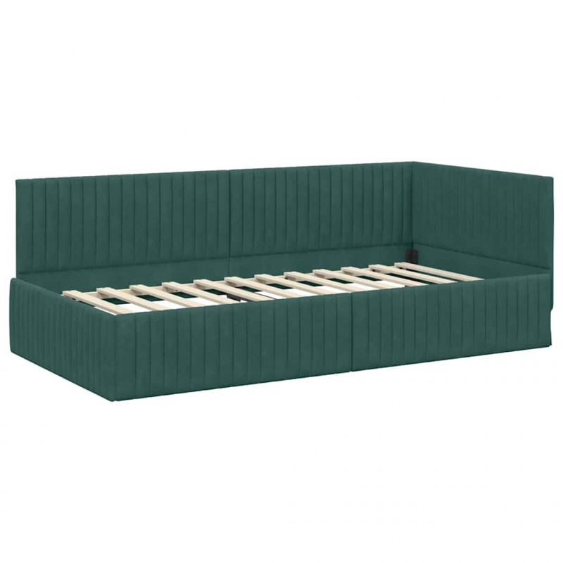 Rama łóżka narożnego Ciemna zieleń 100 cm x 200 cm Aksamit