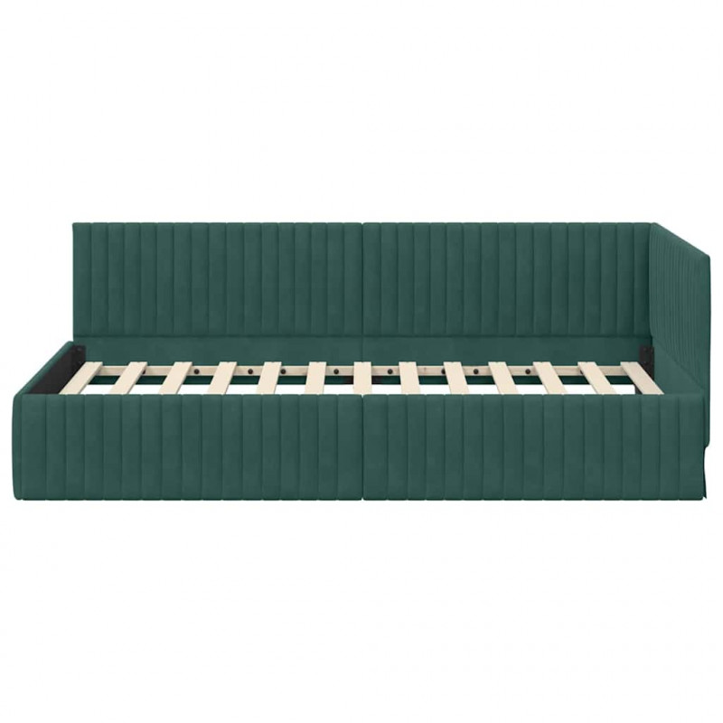 Rama łóżka narożnego Ciemna zieleń 100 cm x 200 cm Aksamit
