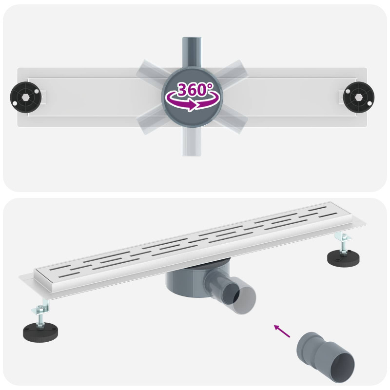 Odpływ prysznicowy z szklaną pokrywą i syfonem 360° 60 cm