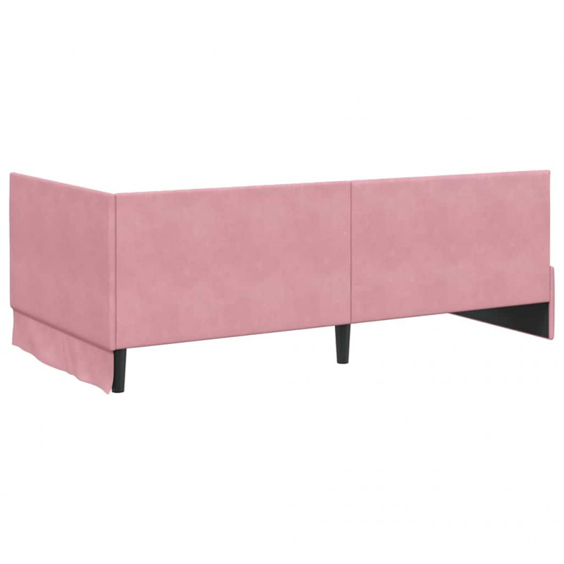 Rama łóżka narożnego Różowy 100 cm x 200 cm Aksamit
