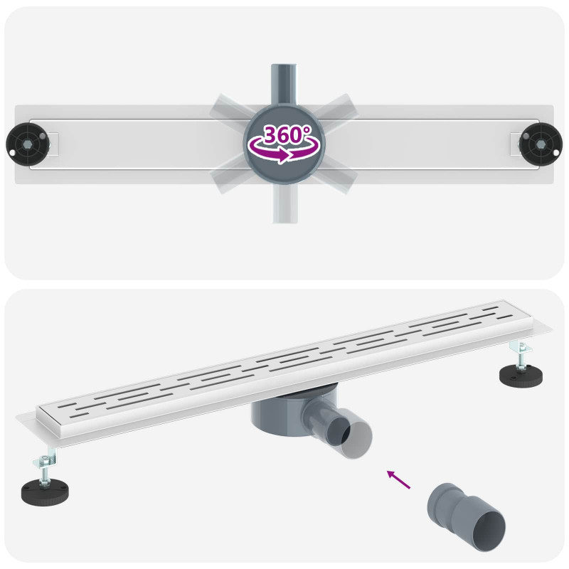 Odpływ prysznicowy z szklaną pokrywą i syfonem 360° 70 cm