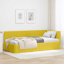 Rama łóżka narożnego Z zagłówkiem Żółty 100 cm x 200 cm Aksamit
