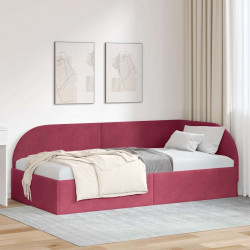 Rama łóżka narożnego Czerwone wino 90 cm x 190 cm Aksamit