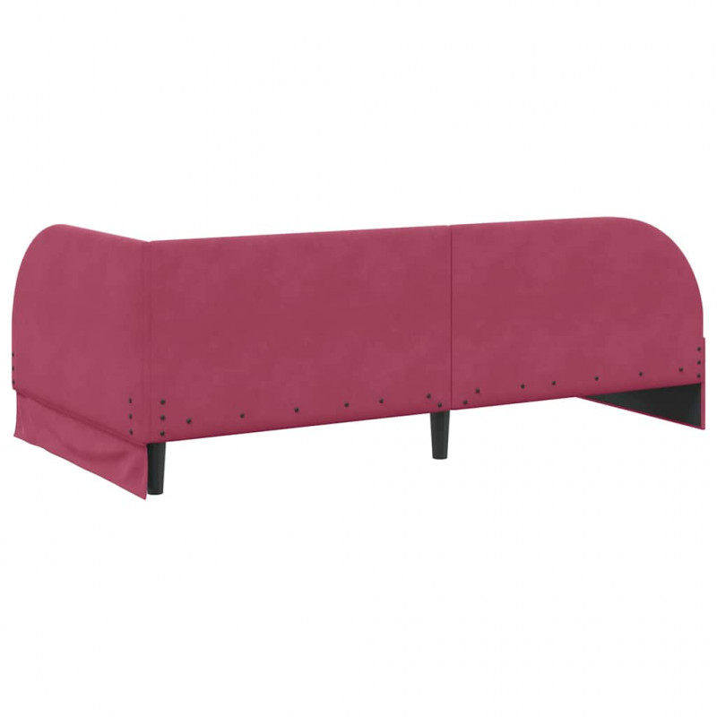 Rama łóżka narożnego Czerwone wino 90 cm x 190 cm Aksamit