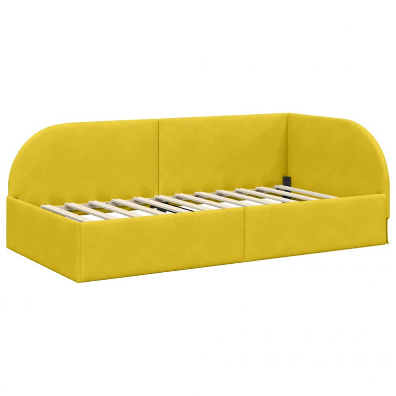 Rama łóżka narożnego Z zagłówkiem Żółty 90 cm x 190 cm Aksamit
