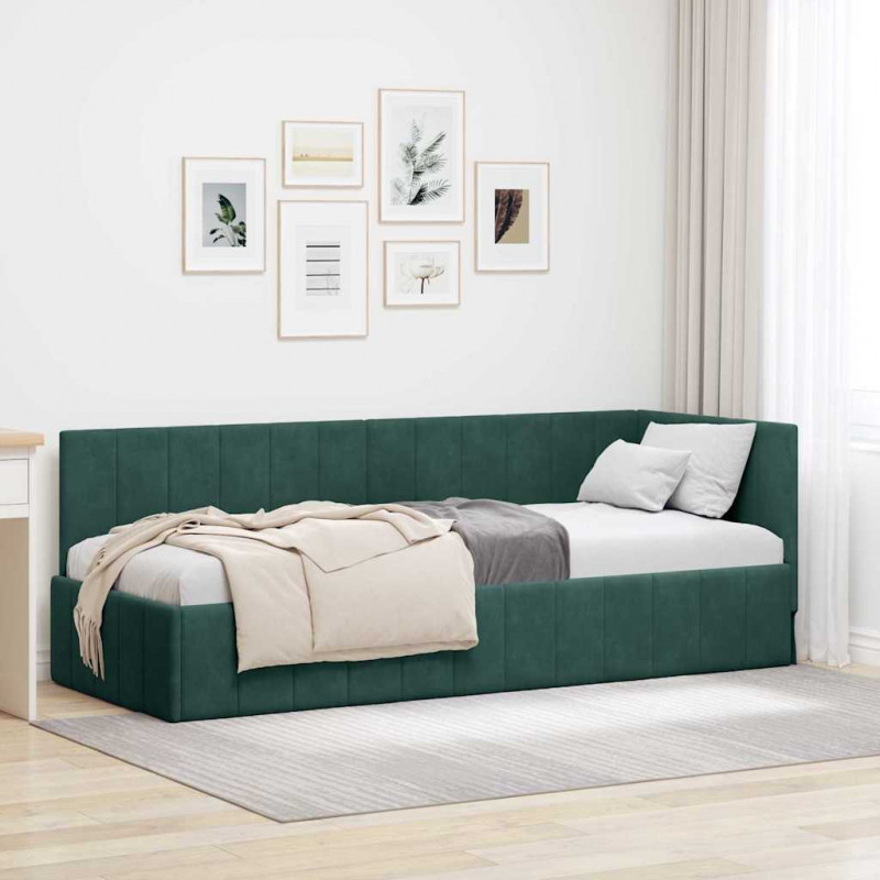 Rama łóżka narożnego Ciemna zieleń 80 cm x 200 cm Aksamit