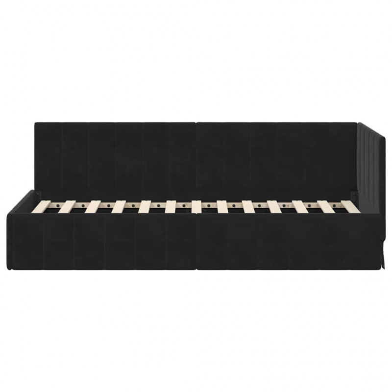 Rama łóżka narożnego Z zagłówkiem Czarny 80 cm x 200 cm Aksamit