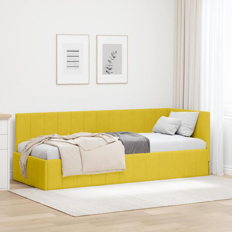 Rama łóżka narożnego Z zagłówkiem Żółty 80 cm x 200 cm Aksamit
