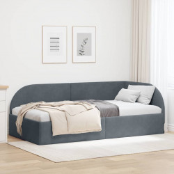 Rama łóżka narożnego Ciemnoszary 90 cm x 200 cm Aksamit