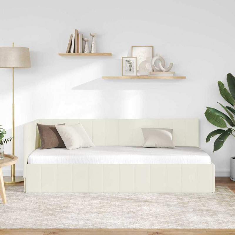 Rama łóżka narożnego Kremowy 80 cm x 200 cm Aksamit