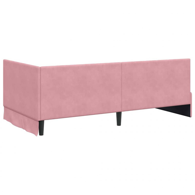 Rama łóżka narożnego Z zagłówkiem Różowy 90 cm x 190 cm Aksamit