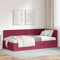 Rama łóżka narożnego Czerwone wino 90 cm x 190 cm Aksamit