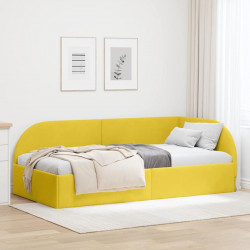 Rama łóżka narożnego Z zagłówkiem Żółty 100 cm x 200 cm Aksamit