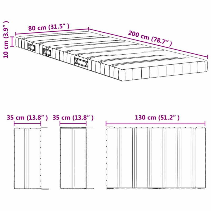 Materac piankowy Biały 80 x 200 cm Pianka