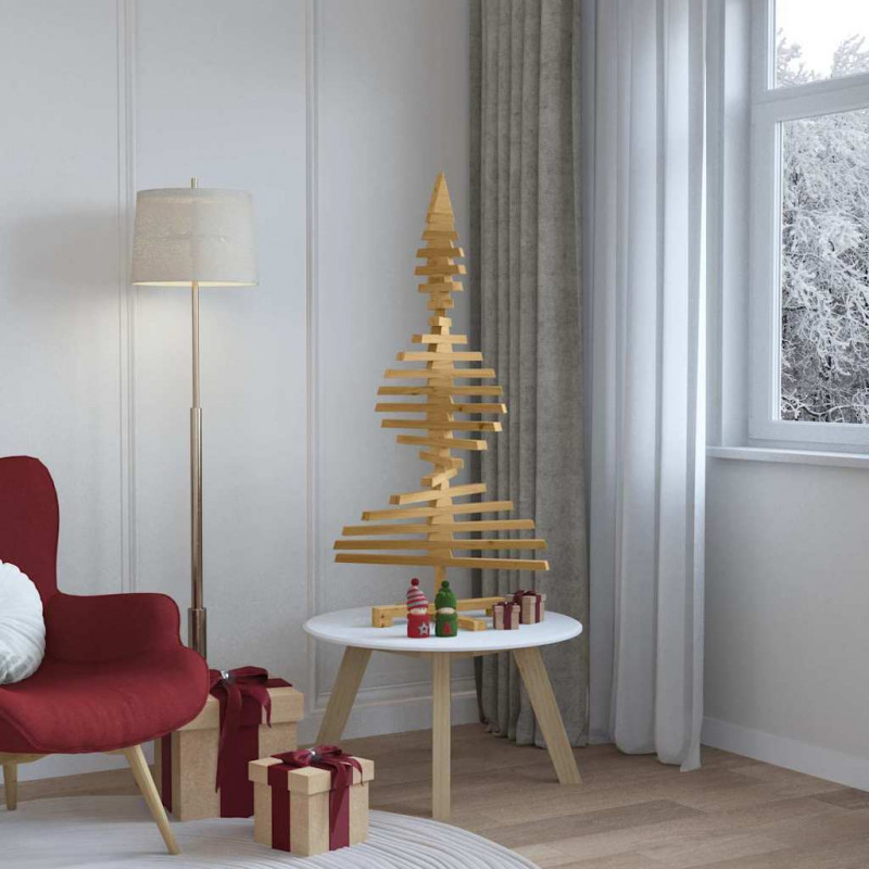 Drewniana choinka z podstawą Brązowy 120 cm Lite drewno sosnowe