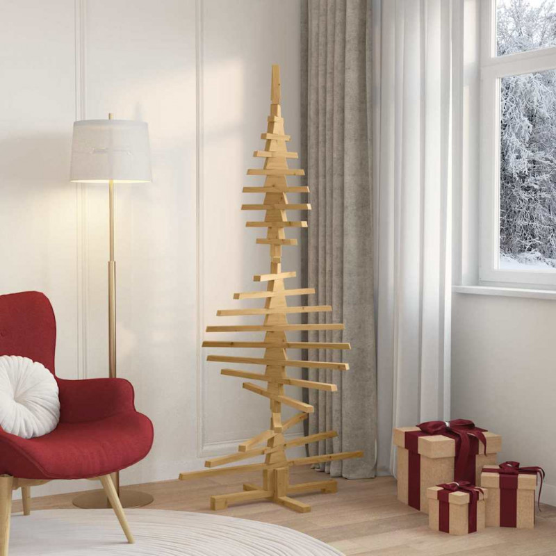 Drewniana choinka z podstawą Brązowy 180 cm Lite drewno sosnowe
