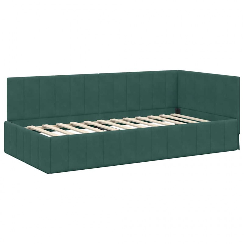 Rama łóżka narożnego Ciemna zieleń 100 cm x 200 cm Aksamit
