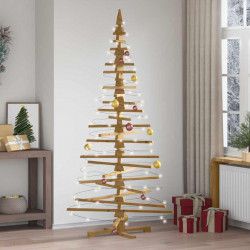 Drewniana choinka z podstawą Brązowy 210 cm Lite drewno sosnowe