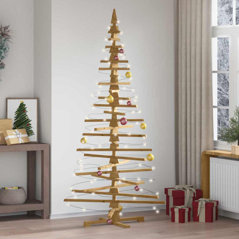 Drewniana choinka z podstawą Brązowy 210 cm Lite drewno sosnowe