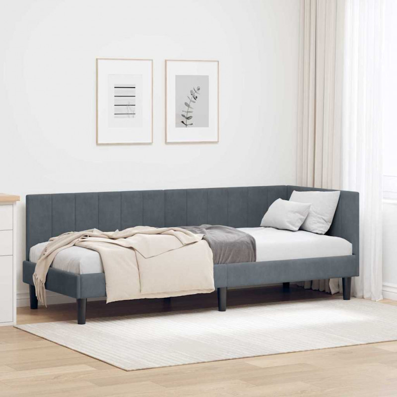 Rama łóżka narożnego Ciemnoszary 80 cm x 200 cm Aksamit