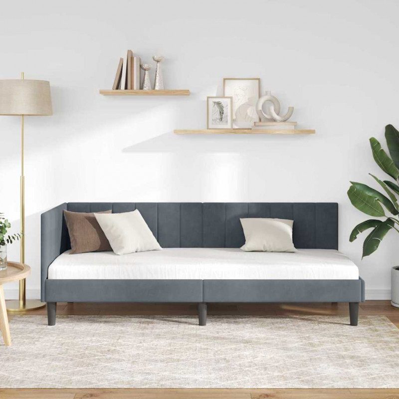 Rama łóżka narożnego Ciemnoszary 80 cm x 200 cm Aksamit
