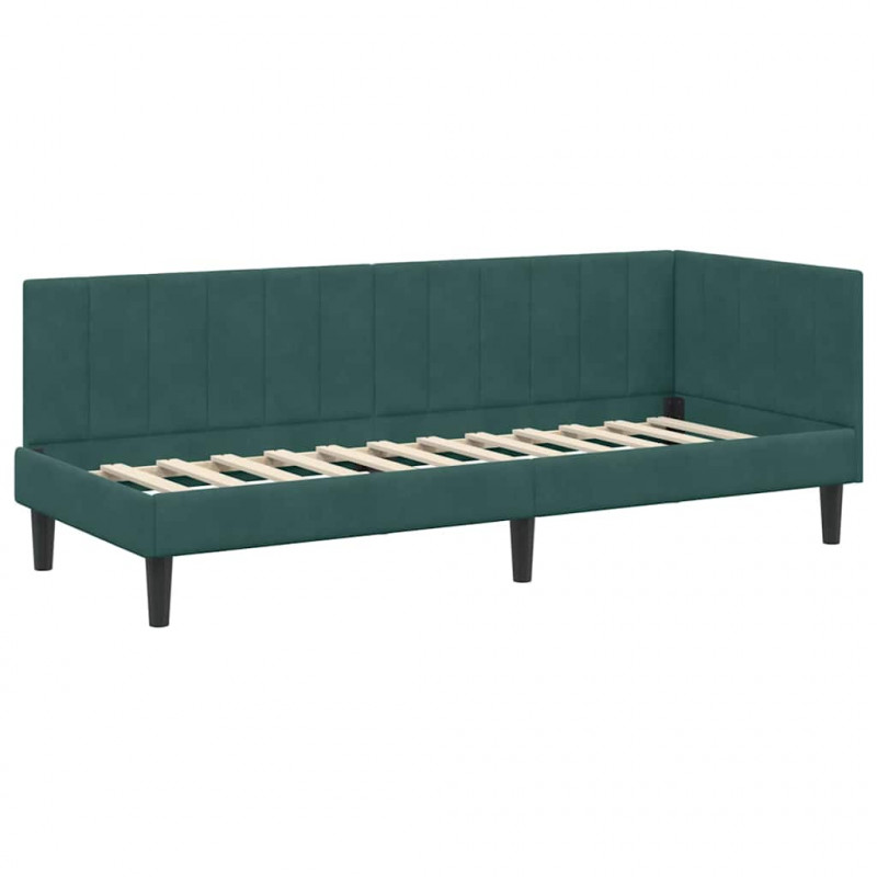 Rama łóżka narożnego Ciemna zieleń 80 cm x 200 cm Aksamit