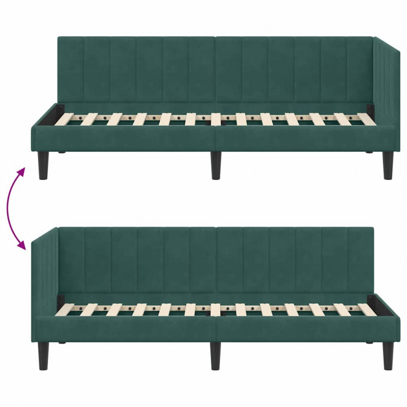 Rama łóżka narożnego Ciemna zieleń 80 cm x 200 cm Aksamit