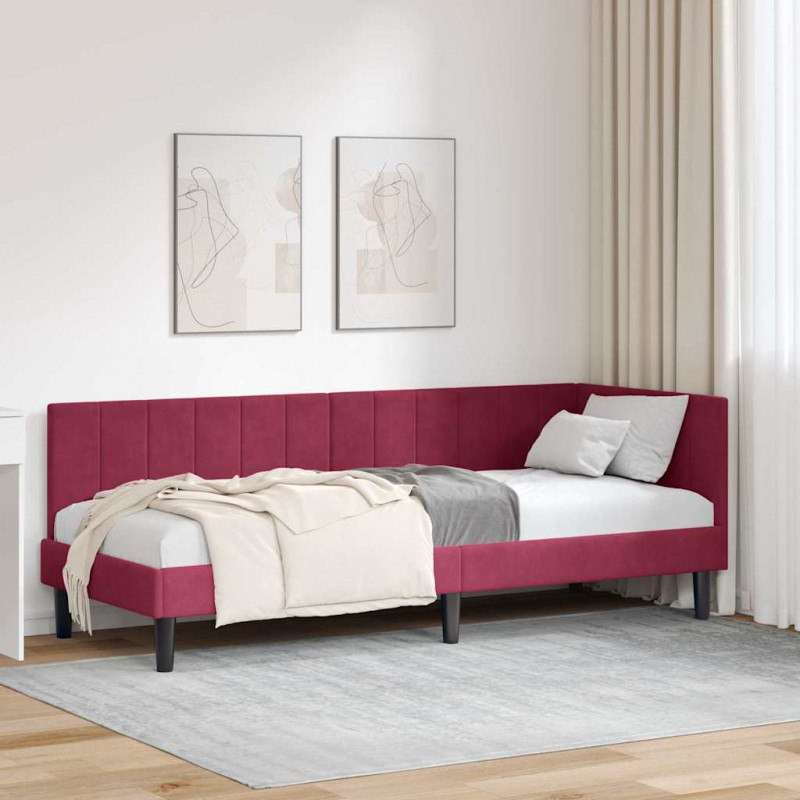 Rama łóżka narożnego Czerwone wino 80 cm x 200 cm Aksamit