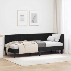 Rama łóżka narożnego Z zagłówkiem Czarny 80 cm x 200 cm Aksamit