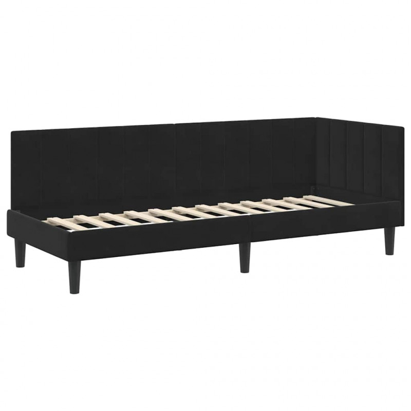 Rama łóżka narożnego Z zagłówkiem Czarny 80 cm x 200 cm Aksamit