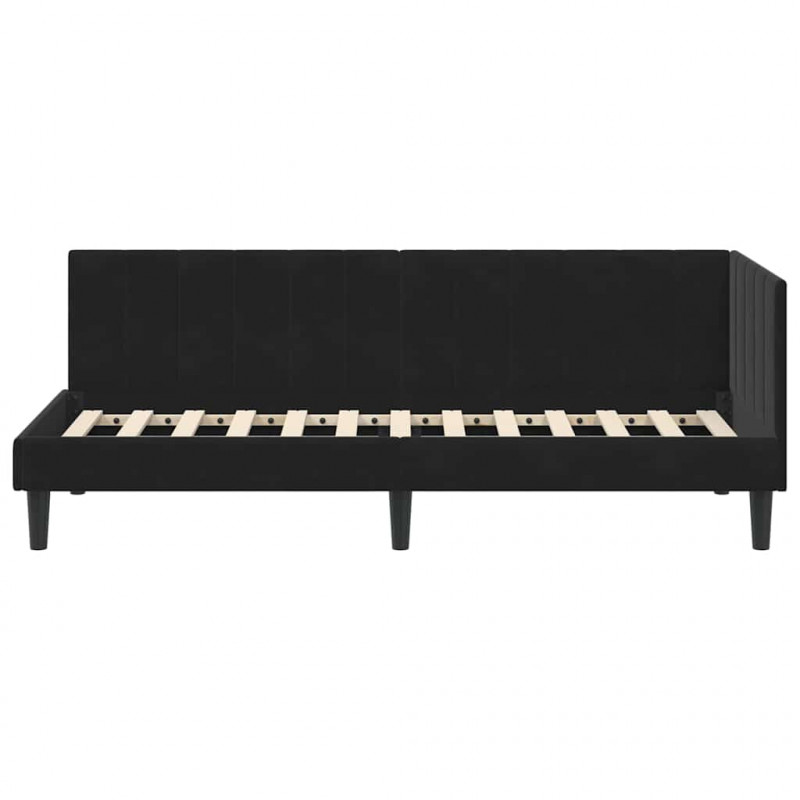 Rama łóżka narożnego Z zagłówkiem Czarny 80 cm x 200 cm Aksamit