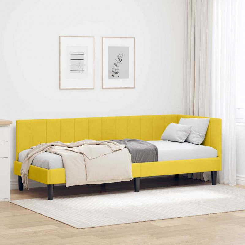 Rama łóżka narożnego Z zagłówkiem Żółty 80 cm x 200 cm Aksamit