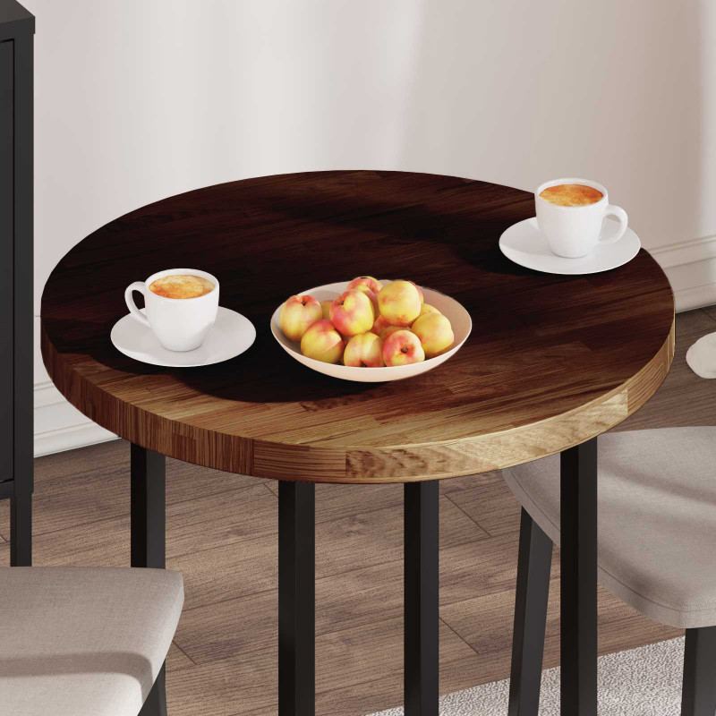 Blat stołu Ciemny brąz Ø 70 x 4 cm Dąb lite