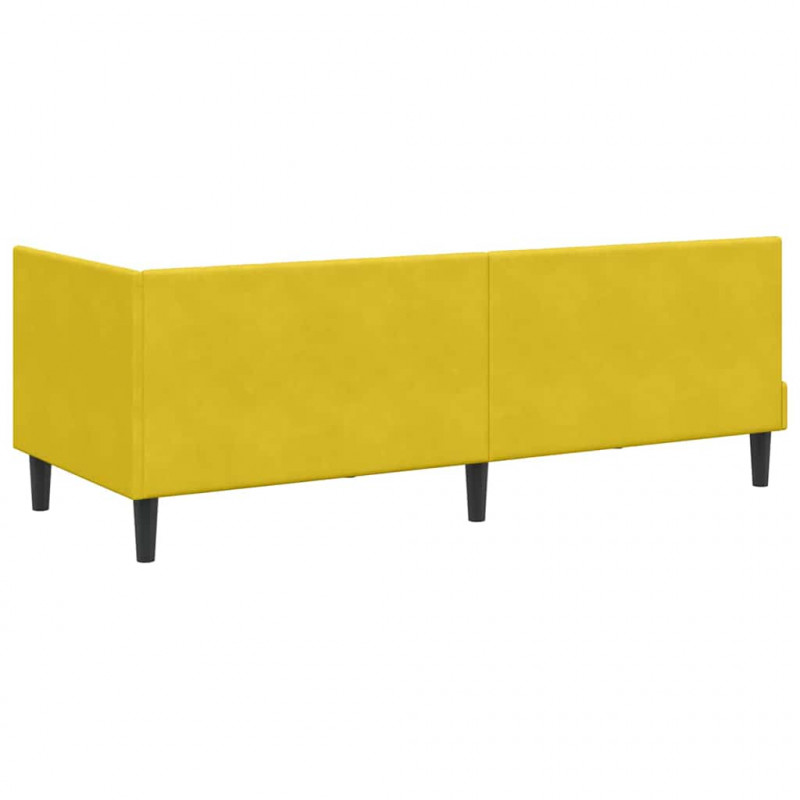 Rama łóżka narożnego Z zagłówkiem Żółty 80 cm x 200 cm Aksamit