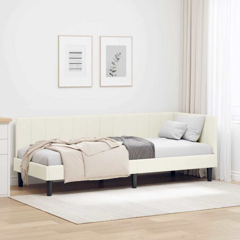 Rama łóżka narożnego Kremowy 80 cm x 200 cm Aksamit