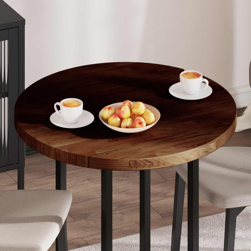 Blat stołu Ciemny brąz Ø 80 x 4 cm Dąb lite