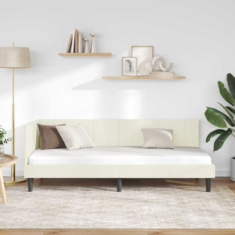 Rama łóżka narożnego Kremowy 80 cm x 200 cm Aksamit