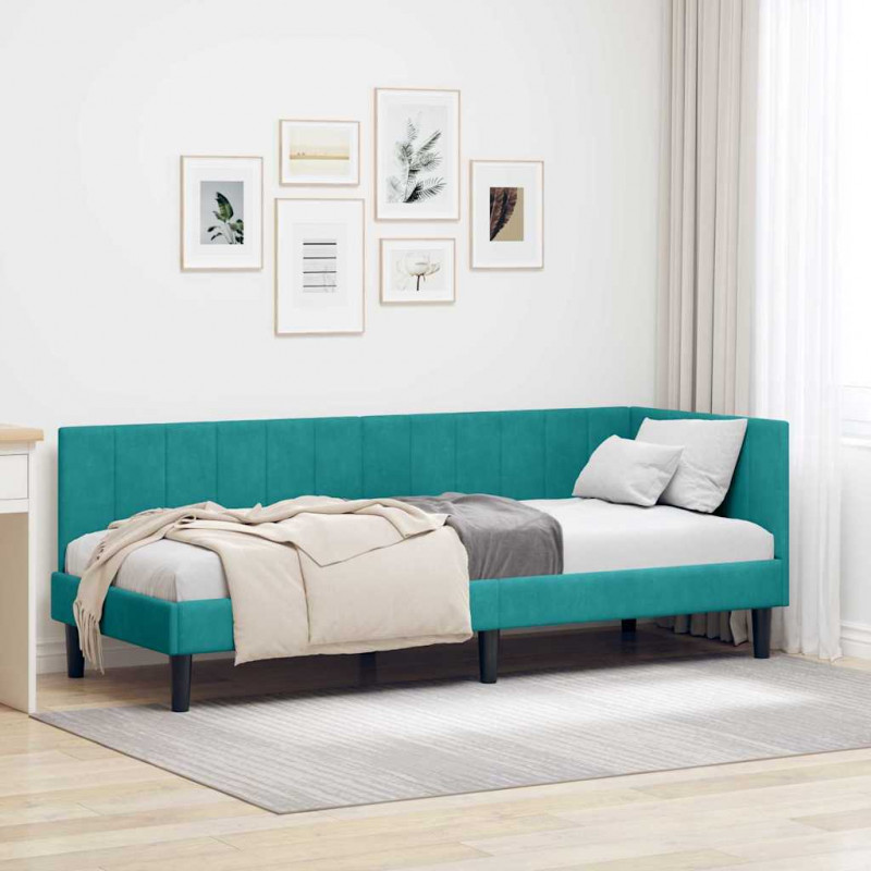 Rama łóżka narożnego Turkusowy 80 cm x 200 cm Aksamit