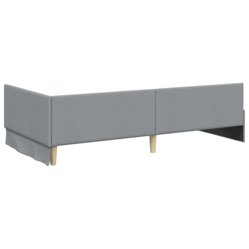 Rama łóżka narożnego Jasnoszary 80 cm x 200 cm tkanina