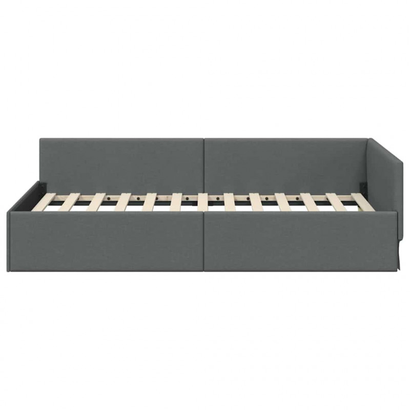 Rama łóżka narożnego Ciemnoszary 80 cm x 200 cm tkanina