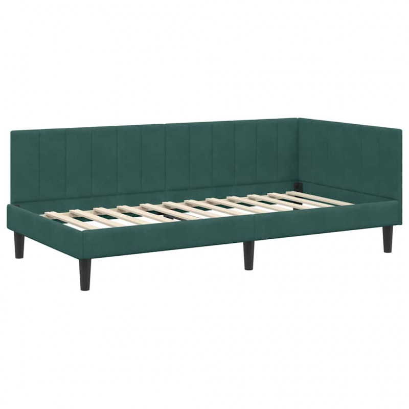 Rama łóżka narożnego Ciemna zieleń 90 cm x 190 cm Aksamit