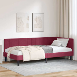 Rama łóżka narożnego Czerwone wino 90 cm x 190 cm Aksamit